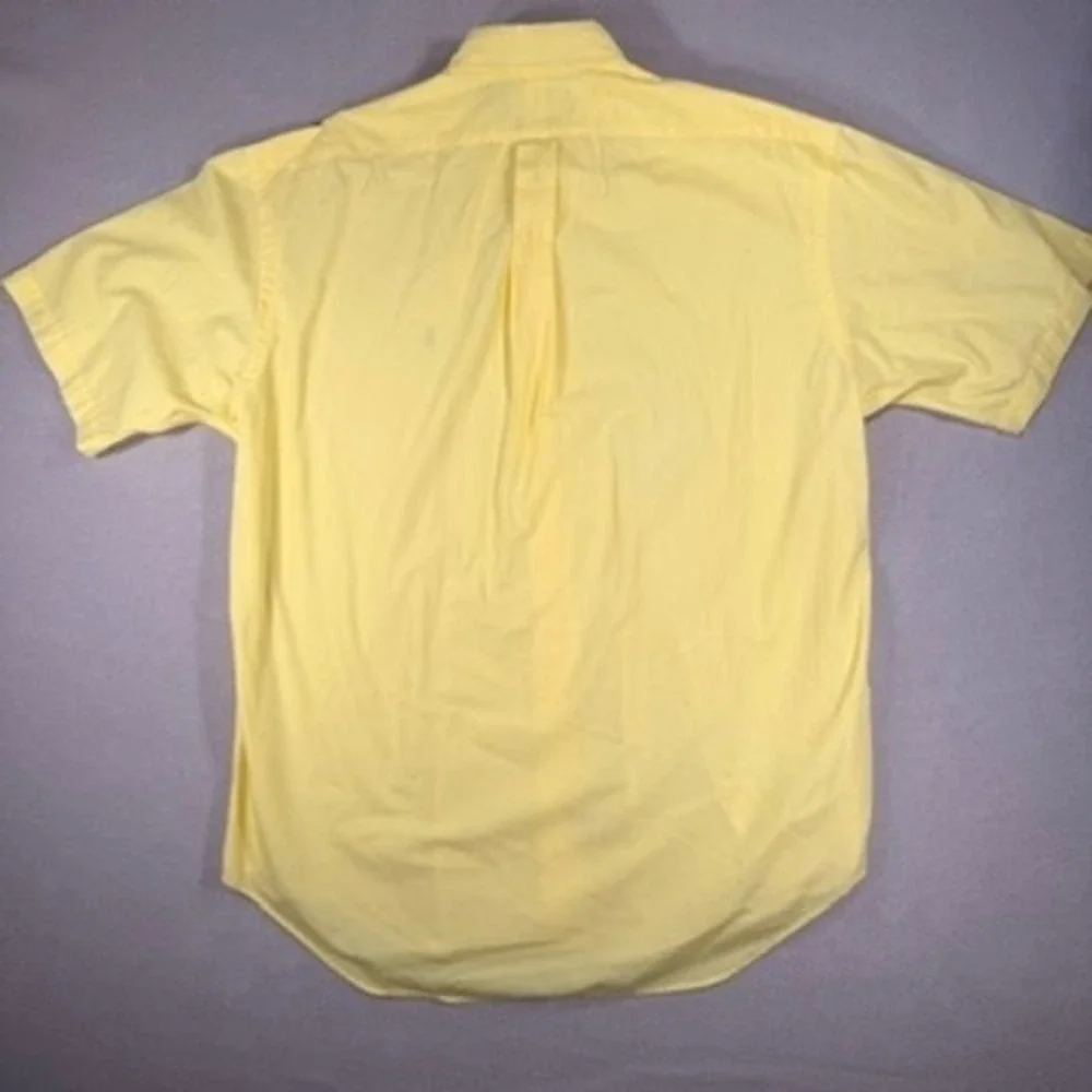 Ralph Lauren Blake Short Sleeve Button Down Large Mens Yellow Cotton Shirt
